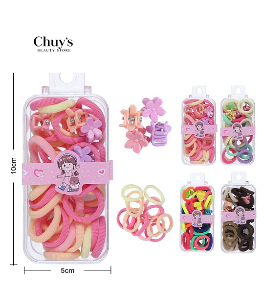 Set de Gomas para Cabello Coloridas