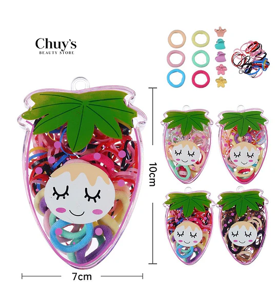 Set De Gomas Para El Cabello En Frutilla