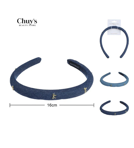 Diadema Denim Con Detalles Dorados