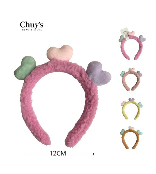 Diadema de Peluche con Corazones