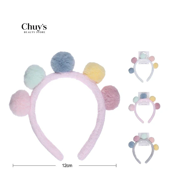 Diadema Con Pompones Multicolor