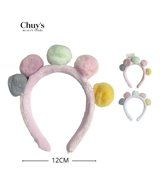 Diadema de Peluche con Pompones
