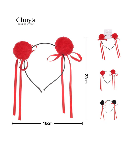 Diadema Pompones Rojos
