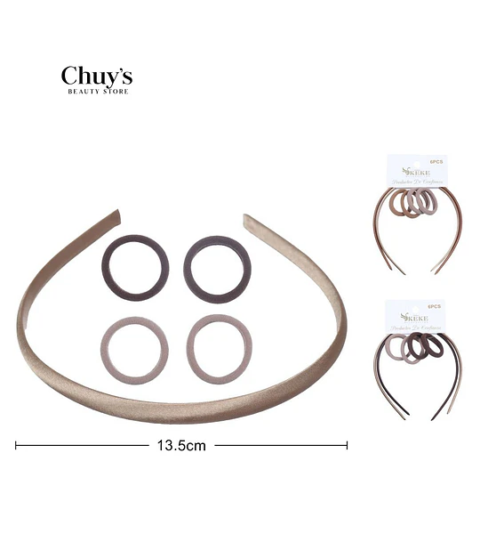 Set De Diademas Y Gomas Para El Cabello