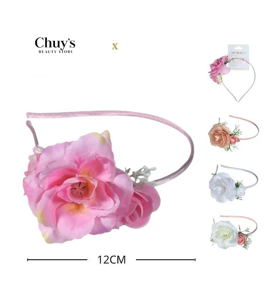 Diadema Floral con Flores de Tela