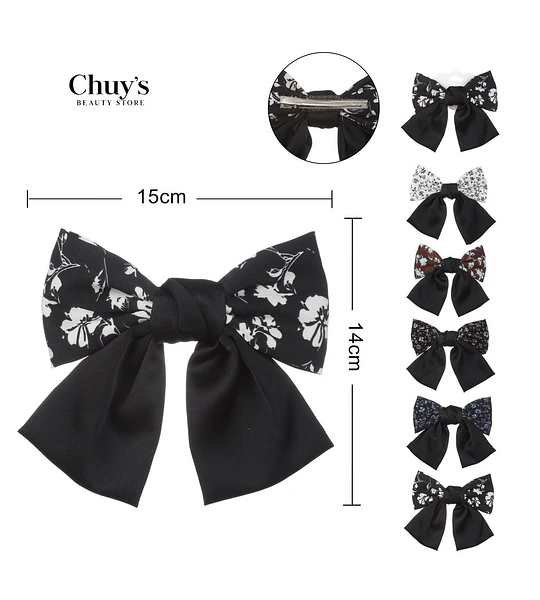 Moño De Tela Con Estampado Floral