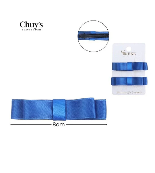 Pinza de Cabello Lazo Satinado Azul