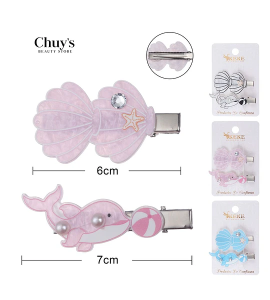 Clip Para Cabello Concha y Delfín