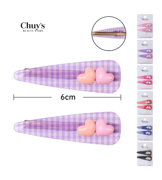 Pinza Para Cabello Corazones