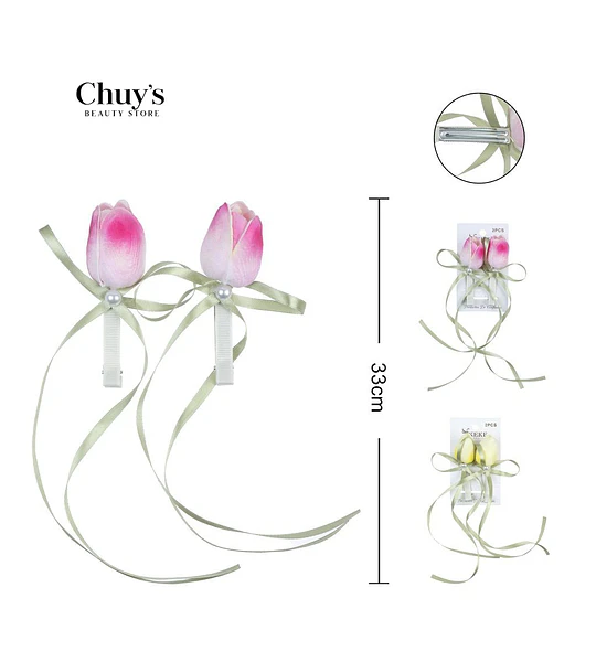 Clip Para Cabello Flor Rosa