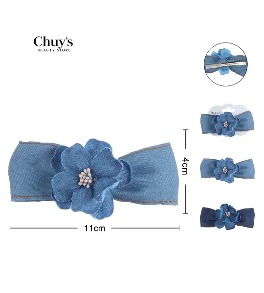 Diadema Con Flor Denim