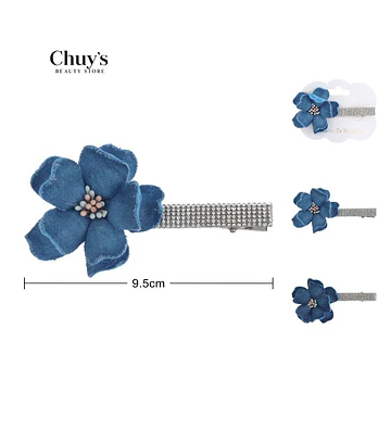 Pinza Para Cabello Con Flor Azul - Chuys Beautys | Chuy's Beautys Store