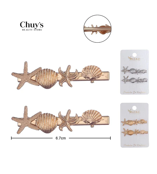 Pinza para Cabello con Diseño Marino