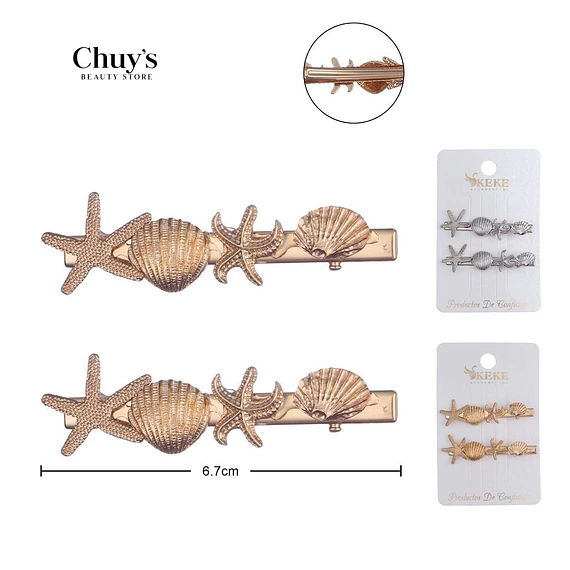 Pinza para Cabello con Diseño Marino