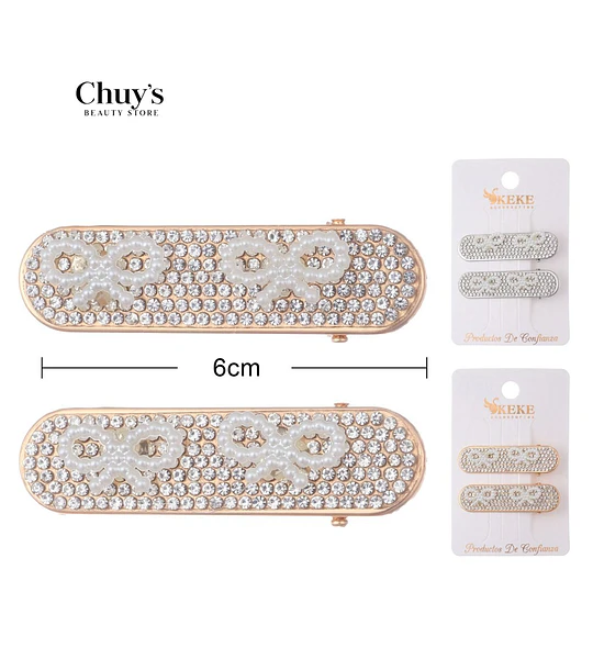 Pinza Para Cabello Con Perlas Y Brillantes