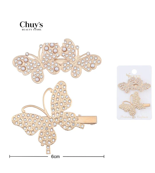 Pinza Para Cabello Mariposa Con Perlas