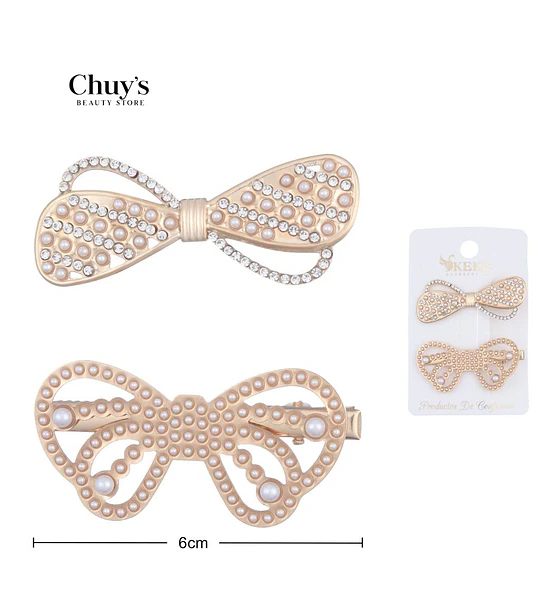 Pinza Para Cabello Lazo Con Perlas