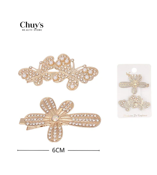 Pinza Para Cabello Mariposa Con Perlas