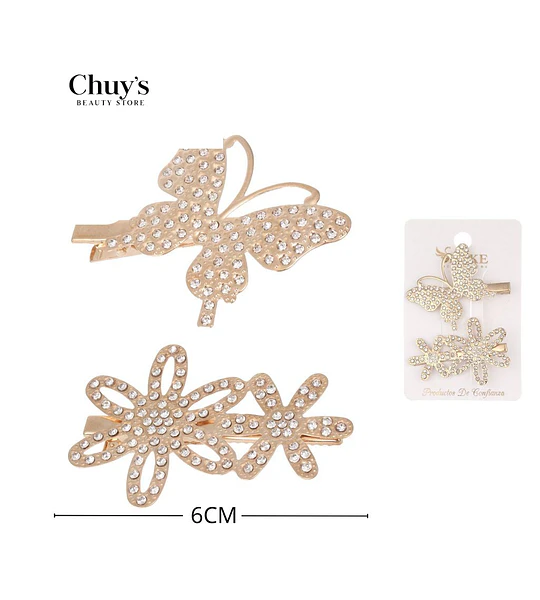 Pinza Para Cabello Mariposa y Flor