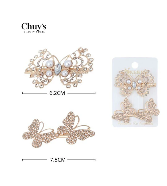 Pinza De Mariposa Con Perlas