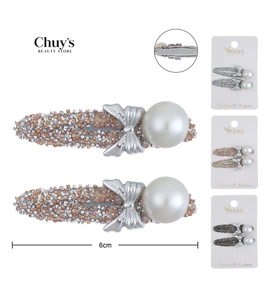 Pinza Para Cabello Con Perlas Y Lentejuelas