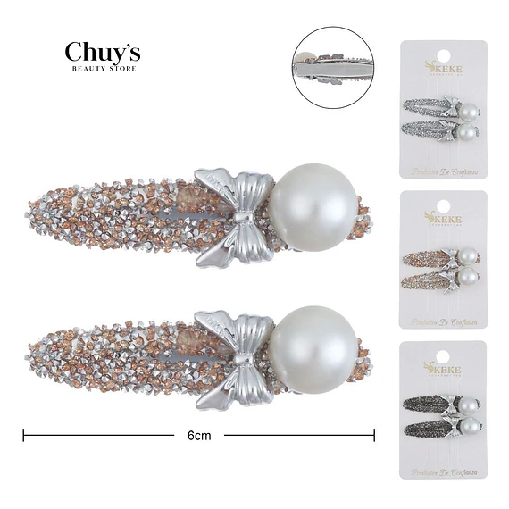 Pinza Para Cabello Con Perlas Y Lentejuelas