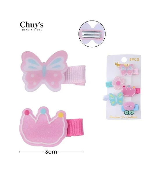 Pinza Para Cabello Mariposa y Corona