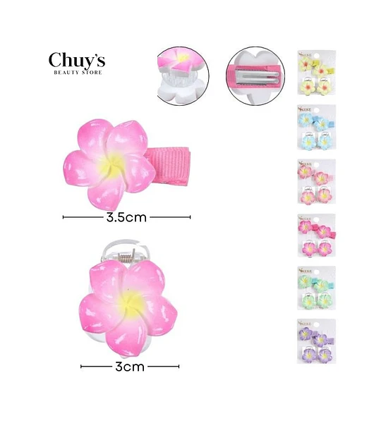 Pinza Para Cabello Flor Rosa