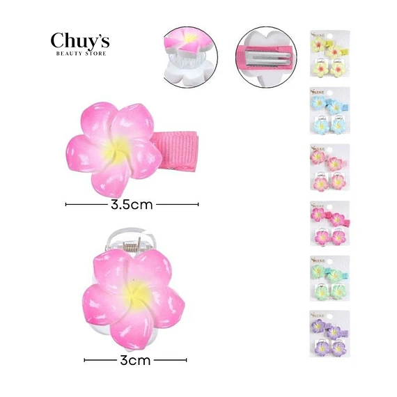 Pinza Para Cabello Flor Rosa