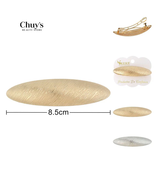 Pinza Para Cabello Ovalada Dorada