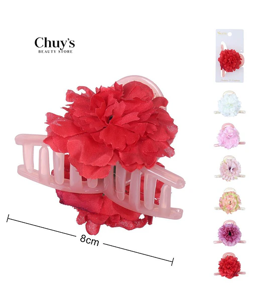 Pinza Para Cabello Flor Roja