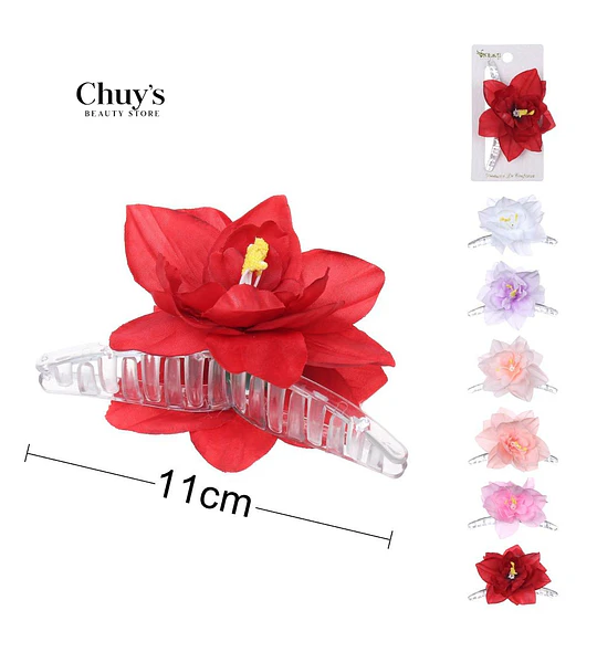 Pinza Para Cabello Flor Roja