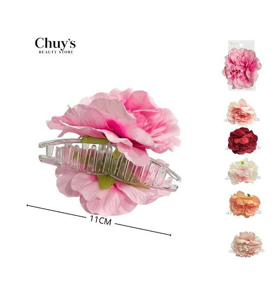 Pinza Para Cabello Flor Rosa