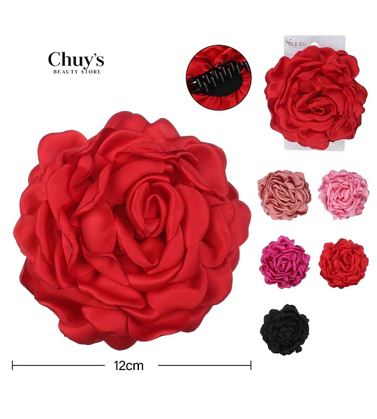 Flor De Tela Roja Para Cabello