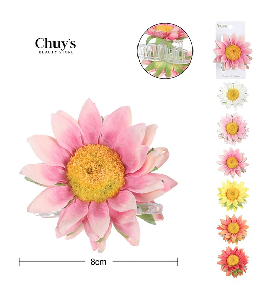 Pinza Para Cabello Flor Rosa
