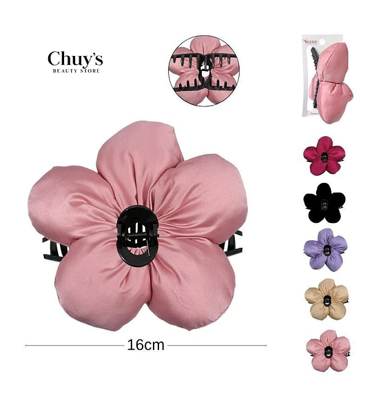 Pinza Para Cabello Flor Satinada