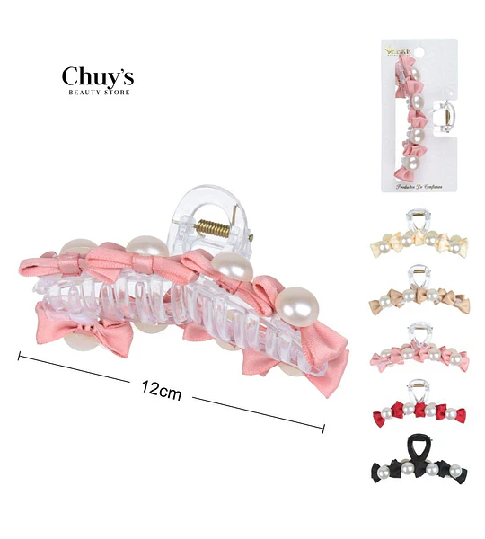 Pinza Para Cabello Con Perlas Y Moño