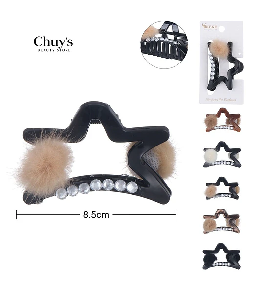 Pinza Para Cabello Con Pompones