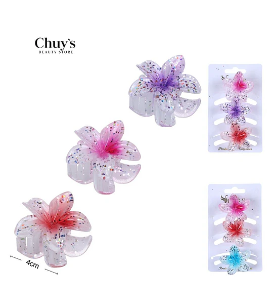 Pinza Para Cabello Flor Brillante