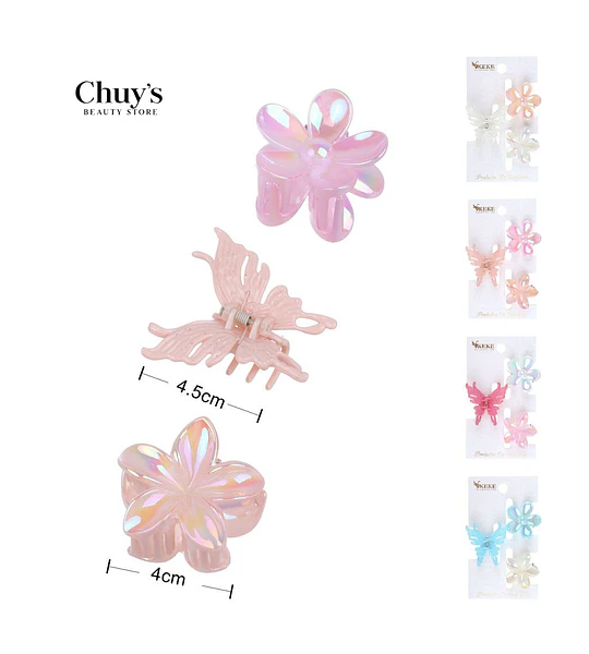 Pinza Para Cabello Mariposa y Flor