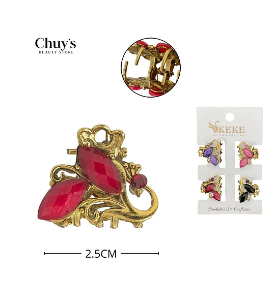 Broche Decorativo Con Piedras Rojas