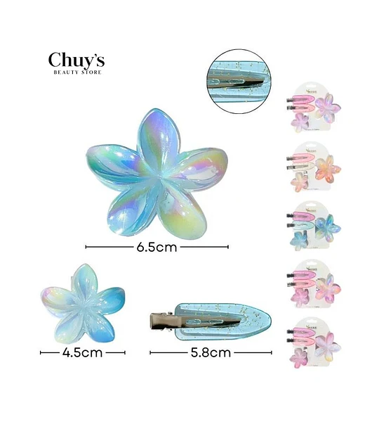 Pinza Para Cabello Flor Iridiscente