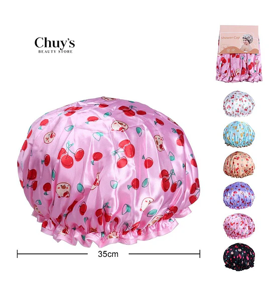Gorro de Ducha con Estampado de Cerezas