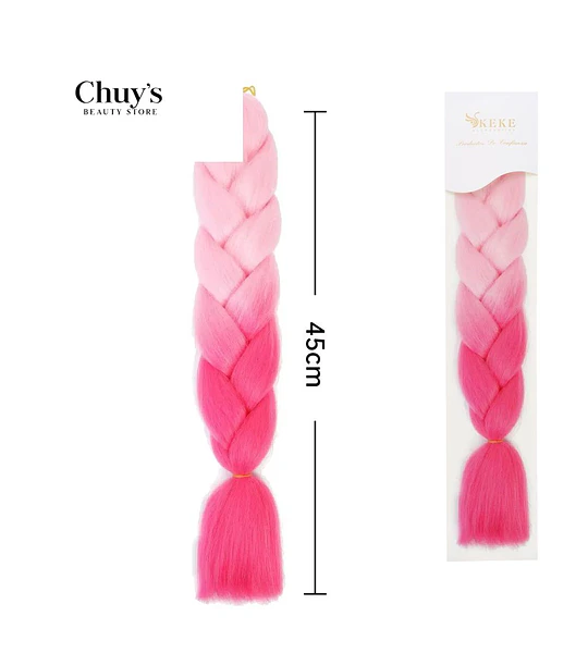 Trenza Postiza Rosa y Fucsia 45cm