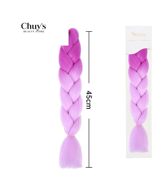 Extensión de Cabello Trenzada Rosa y Lila 45cm
