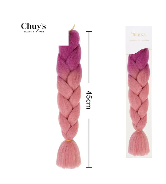 Trenza Sintética Rosa y Morado 45cm
