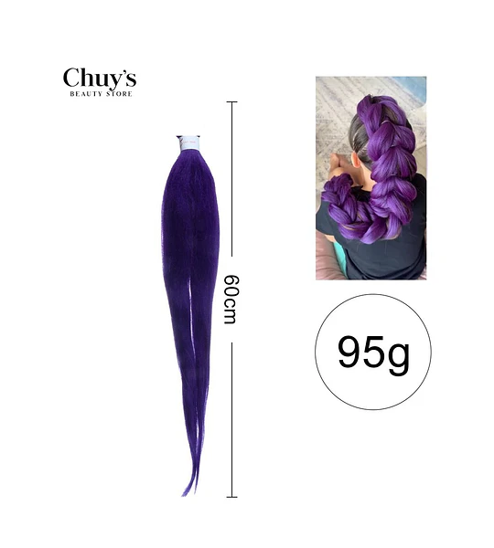 Extensión De Cabello Sintético 60cm Morado