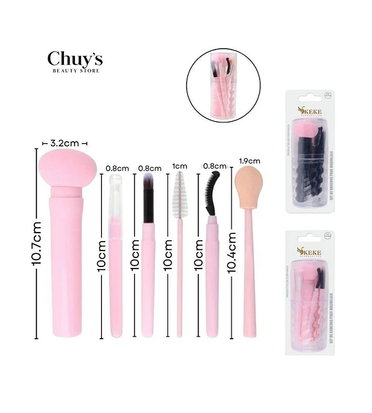 Set De Pinceles De Maquillaje Rosa