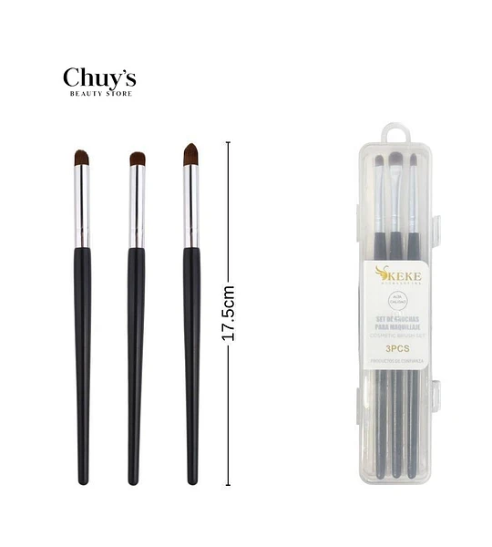 Set De Pinceles Para Maquillaje 3 Pcs