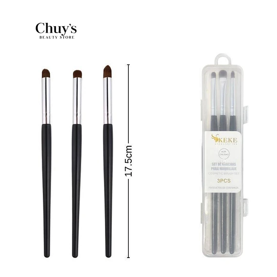 Set De Pinceles Para Maquillaje 3 Pcs